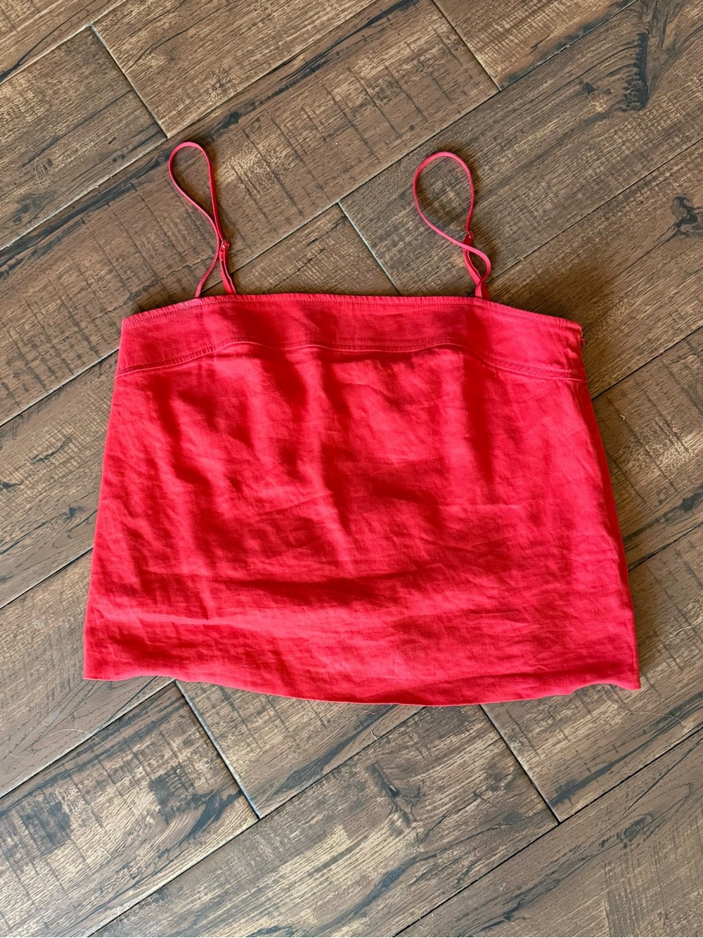Antonio Melani Red Linen Blend Cropped Cami Tank Top Boxy Adjustable Straps M